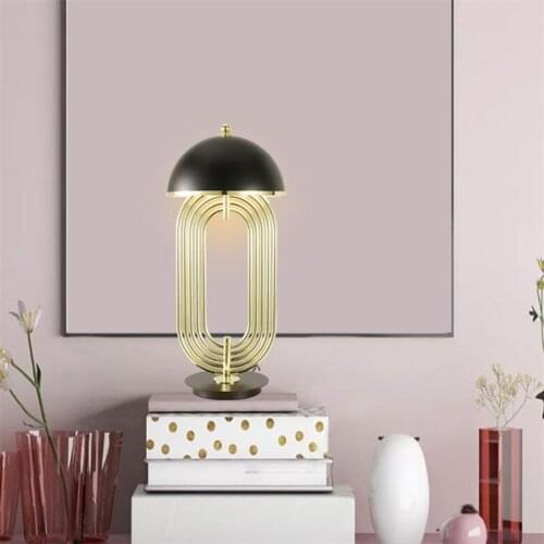 SAROK Modern Bedside Table Lamp Black and Gold Deformable Base Desk Light Home Decorative Living Room Office Bed Room Study