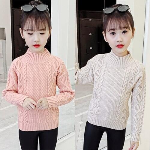 Girl Sweater Kids Outwear Tops 2021 Slim Fleece Thicken Warm Winter Autumn Knitting Christmas Pullover Children Clothing