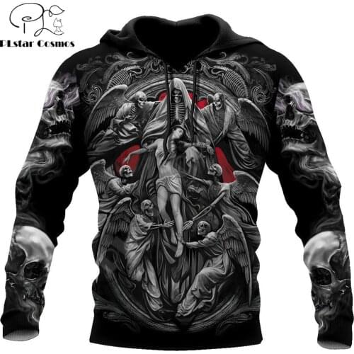 Reaper Skull Angel And Demon 3D All Over Printed Autumn Men Hoodies Unisex Casual Zip Pullover Streetwear sudadera hombre DW0473