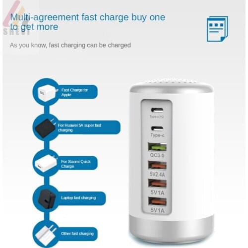 65W 6 USB Fast Charger HUB Quick Charge 3.0 6 Port Multiple USB Charger Type C PD Charger Charging Station Carregador Portatil