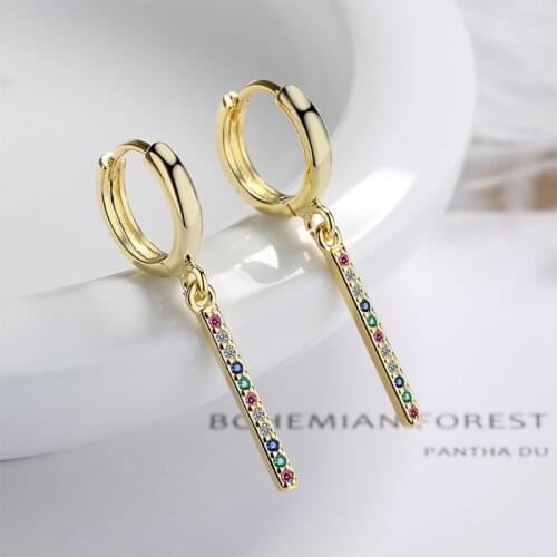 Womens Fashion Multicolor Crystal Paved Hoop Earrings Tiny Simple Huggies Charming Colorful Dangle Earring Piercing Accessories