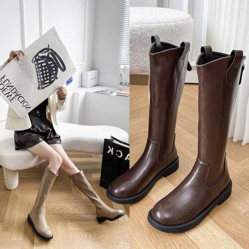 New Sexy High Boots Knee-high Leather Boots High Top Long Boot for Women Fashion Shoes 2021 Autumn Winter Booties Botas Mujer