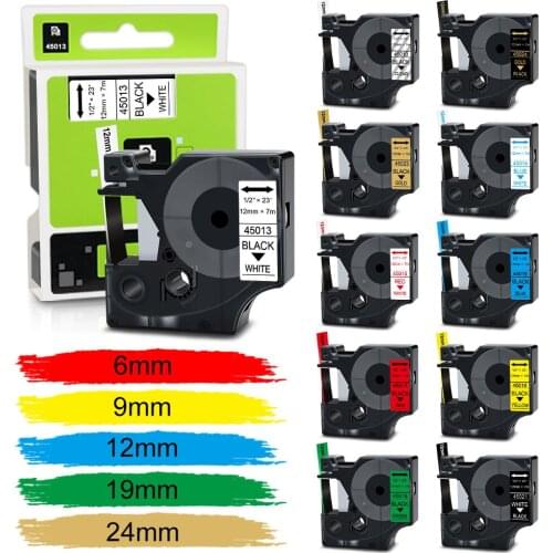 Absonic 45013 45010 15 Color Compatible Dymo D1 Label Tape 12mm 40918 40919 for Dymo LabelManager Maker LM160 LM280 LM210 260P