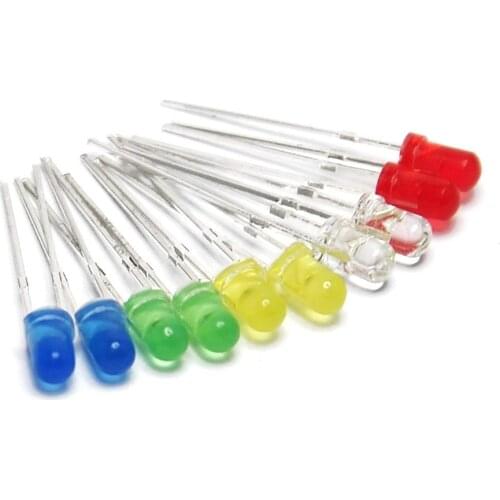 100pcs F3 3mm LED 20cm Pre wired Round light lamp bulb chip beads cable DC 12V LED white Red Green Blue Yellow Emitting Diodes