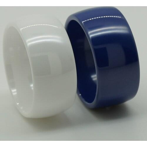 11mm white/blue super width simple dome hi tech scratch proof ceramic ring new 1pc