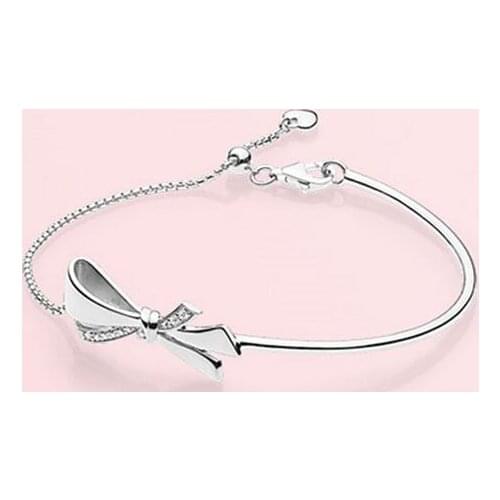 2018 New 100% 925 Sterling Silver bowknot Bracelet for woman jewelry