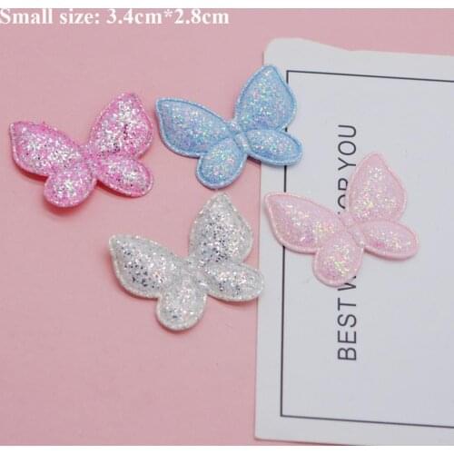 40pcs/lot 3.4*2.8cm double layer butterfly Padded appliques for headwear decoration handmade hair clip accessories