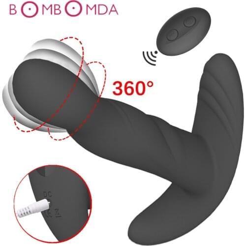 360 Degree Rotating Anal Plug Vibrator Silicone Male Prostate Massager Butt Plug Anus Vibrating Sex Toy For Men G-Spot Stimulate