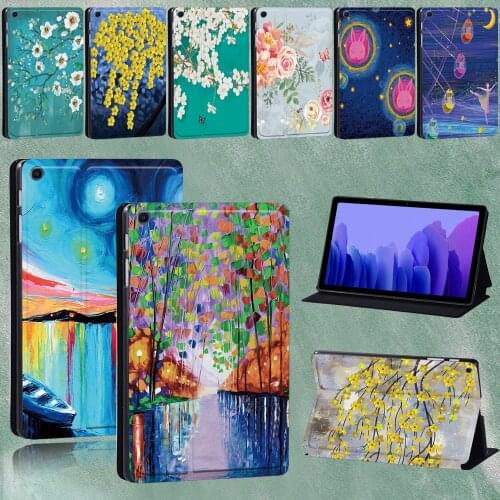 Tablet Case for Samsung Galaxy Tab A7 2020 SM-T500 SM-T505 10.4 Inch Print Pattern Folding High Quality Cover + Free Stylus