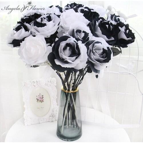 Black White Red High Simulation Silk Rose Artificial Flower Home Decor Photography Wedding Backdrop Layout Props Do Dropshipping