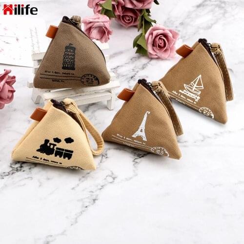 Canvas Pocket Purse Pouch Womens Handbag Key Wallet Handheld Coin Wallet Bag Rice Dumpling Shape