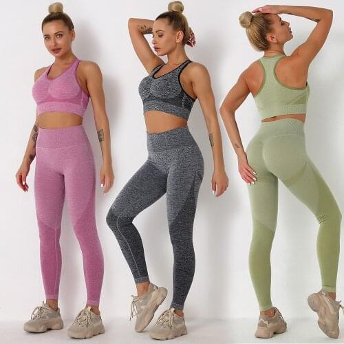 Yoga Running Set Women Fitness Sport Suit Yoga Clothes High Waist Gym Workout Leggings Bra Top Sportswear Set Training Clothing