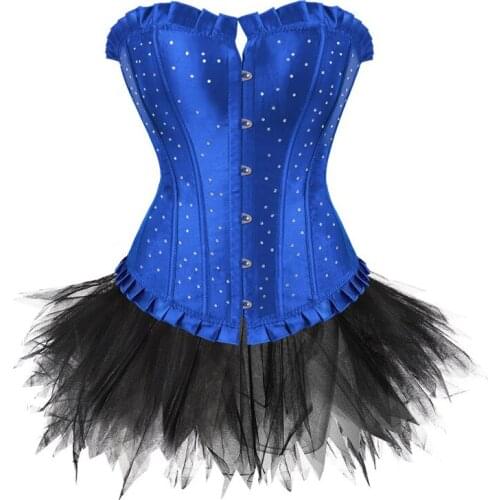 Corsets and bustiers burlesque corset and skirt tutu diamond lingerie corset dress Gothic gowns party plus size fashion sexy