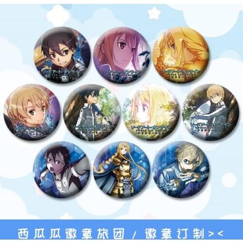 Sword Art Online SAO Kazuto Kirito Kirigaya Asuna 58 mm badge pin Iron Button