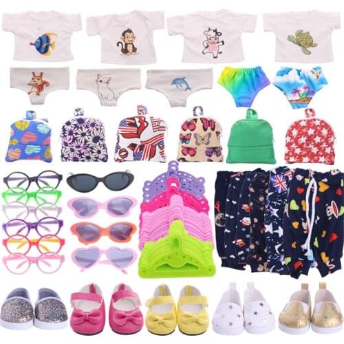 Doll Clothes 1 Set=7 Pcs Doll Clothes Shoes Accessories Fit 18 Inch American & 43 Cm Born Doll Girl`s