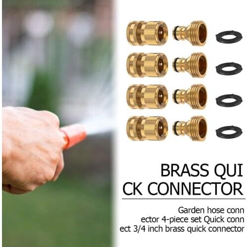 4pcs 3/4 inch Thread Brass Quick Connector Garden Watering Faucet Nozzle Adapter Drip Irrigation Hose Water Joints Fittings