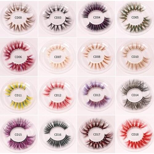 3D/6D False Colored Eyelashes Natural soft Real Mink fluffy Style Eye lash Extension Makeup Cosplay Colorful Eyelash hand made