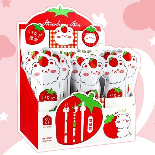 MINKYS New Arrival Kawaii Super Cute Strawberry Bear Black Ink Pen Signature Pen Lucky Bag Gift Office Stationery