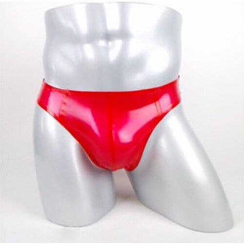 Sexy exotic lingerie men male handmade cekc ruber pure red latex swimming underwear pants briefs fetish uniform zentai costumes