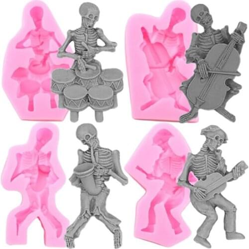 Halloween Skeleton Silicone Mold for DIY Skull Candy Jelly Sugarcraft Chocolate Mould Handmade Fondant Mold Cake Decoration