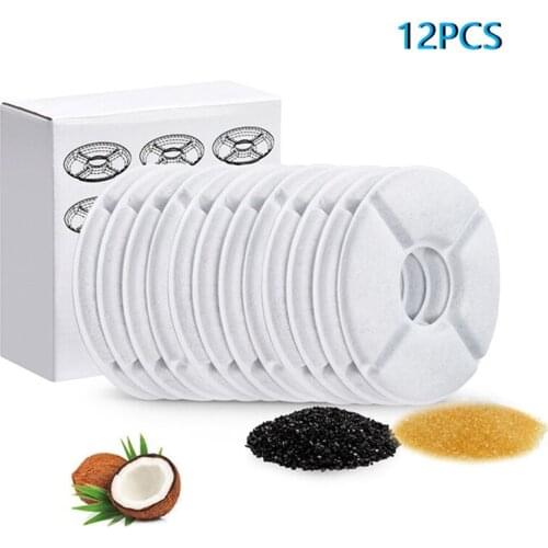 12 Pieces of activated carbon replacement filters for pet water dispensers 54 oz/1.6 liters compatible with cat and dog