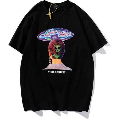 Mens Alien Avatar Fun Print Loose Men and Women T-shirt Oversize High Streer Cotton Short Sleeve Summer Tshirts