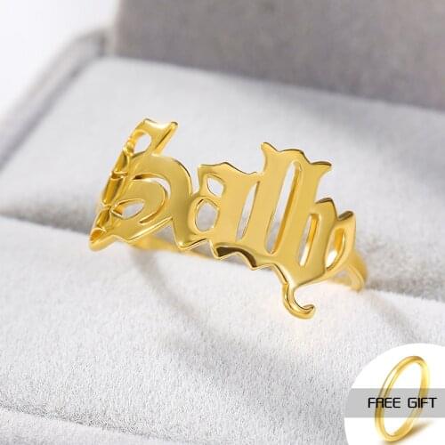 Free Size Personalized Custom Name Rings for Women Gold Ring for Her Personalizado Anillo Customized Name Nameplate Ring