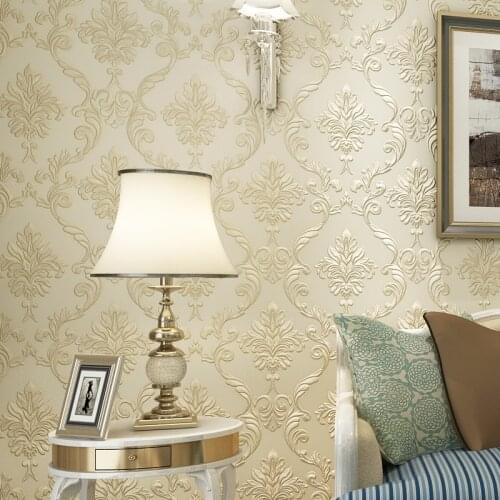 Woven European Luxury Embossed Non Relief Texture 3d Damask Wallpaper Non Woven Wall Paper Roll For Living Room Bedroom Walls