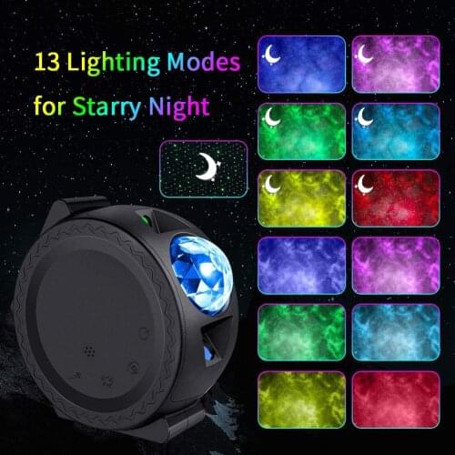 Smart LED Star Sky Projector Light Moon Star Cloud Night Lamp 360 Degree Rotation 6 Colors Ocean Wave Light Decoration