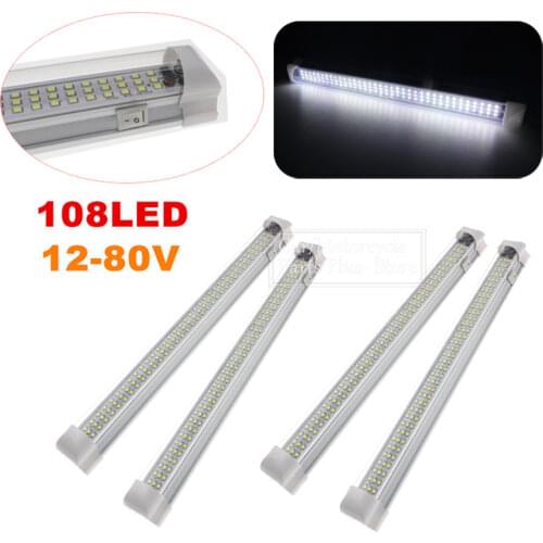 1/2/4x 12-80V Car Interior Light Bar White 108 LED Universal Light Strip For Van RV Boat Trailer Emergency Camping Light