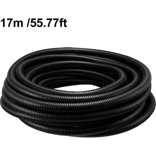 Uxcell 6M/8M/10M/11M/17M Length 18.5mm/21.2mm Outside Dia Insulated Black Corrugated Bellow Conduit Tube for Electric Wiring
