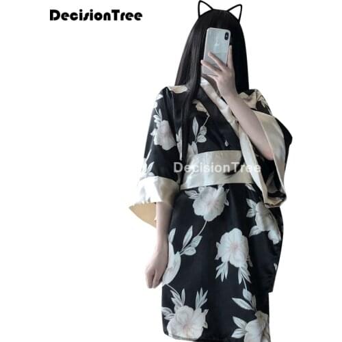 2021 vintage floral print kimono femme japanese style night gown yukata dress for women yukata asian clothes sexy kimono dress