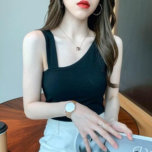 WWENN 2021 Womens Summer Cotton Tops For Women 2021 Basic Sleeveless Tank Tops Women Female Top Hollow Out Sexy Black Green