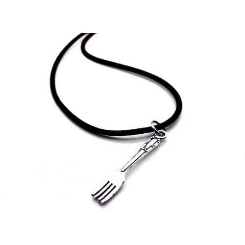 10PCS Vintage Spoon Fork Necklace Simple Kitchen Tool Instrument Charm Pendant Leather Rope Necklaces for Mom Gift Jewelry