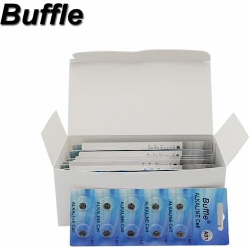 100pcs/10cards Buffle AG1 364 SR621 SR60 Alkaline Coin Cell Battery 1.5V