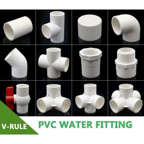 20/25 PVC Pipe Connectors Plastic Straight Elbow Water Tube Fittings Set