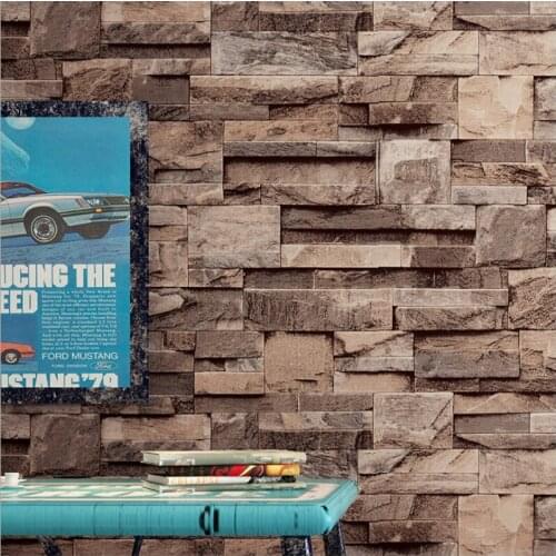 Retro brick 3D wallpaper vinyl PVC home decoration wallpaper wall sticker mural restaurant living room black gray waterproof
