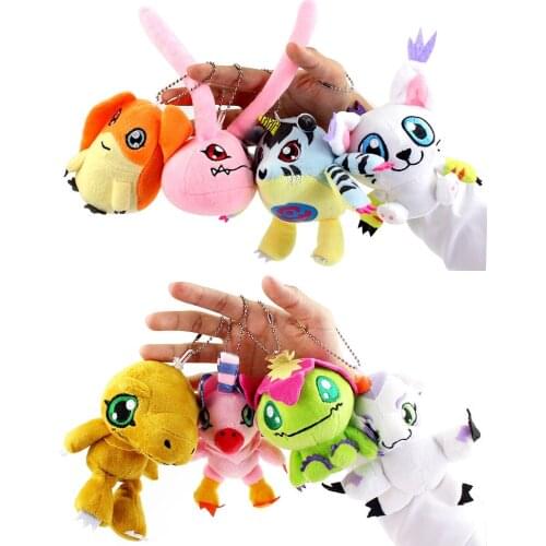8-14cm 8styles Digimon Plush Pendant Keychain Toys Patamon Palmon Piyomon Tailmon Gomamon Koromon Gabumon Agumon Stuffed Dolls