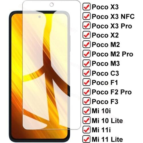 9D Full Tempered Glass For Xiaomi Poco M3 C3 F3 X3 NFC X2 M2 F2 Pro F1 Screen Protector Mi 11 10 Lite 10T Pro 10i 11i Glass Film