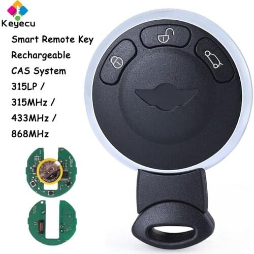 KEYECU CAS System Rechargeable Battery Smart Remote Key With 3 Button & ID46 Chip & 315LP/ 315MHz/ 433MHz/ 868MHz - for BMW MINI