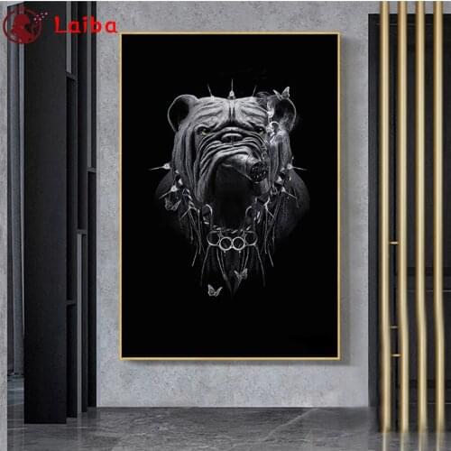 3d round square diamond embroidery Modern animal art, sharpei dog smoking cigar Diy full diamond painting stitch cross mosaic