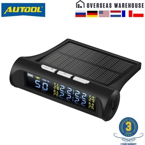 AUTOOL TW500 Car TPMS Tyre Pressure Monitoring System Solar Power & HUD Display Auto Security Alarm Systems Tyre Pressure