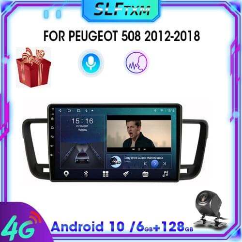 8 Core 2 Din Android 10 Car Radio for Peugeot 508 2012-2018 Multimedia Player Video Carplay Stereo receiver DSP+48EQ RDS 4G+WIFI