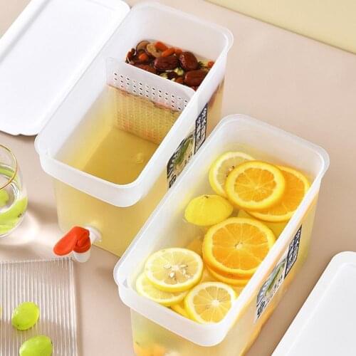 Large Refrigerator Cold Kettle With Faucet Lemonade Kettle Beverage Bottle Cool Drinkware Bucket Pot Dispenser Water I7I0