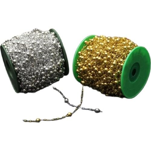 8mm-3mm Electroplating Fishing Line Connection Beads Plastic Pearl Bead Chain Wedding Bouquet Diy Christmas Decoration Line Bead