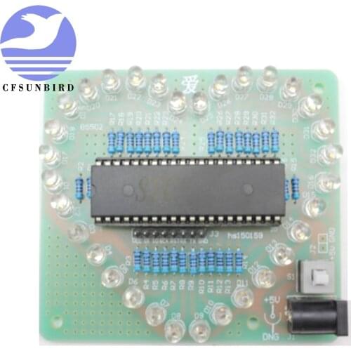 CFsunbird DIY Electronic Kit Heart Shape Colorful LED Module Love Water Light STC89C52 Parts & Components