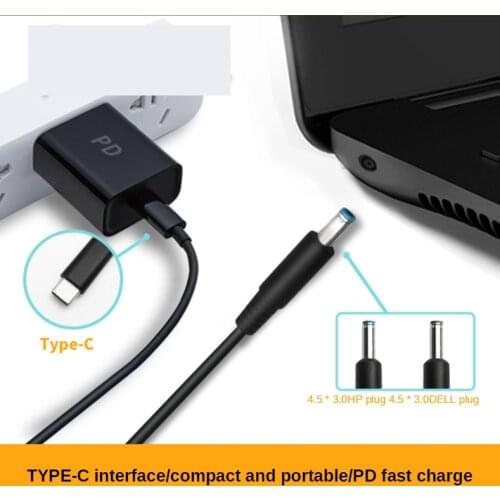 Dc USB Type C PD Plug Converter to 4.5*3.0mm Male Jack Connector Laptop Charging Cable Cord for Dell Latitude 13 3379 XPS13 9333