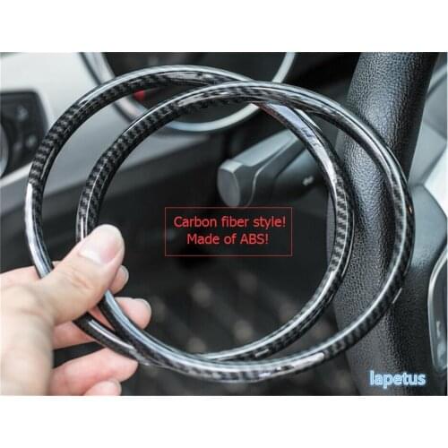 Lapetus Dashboard Outlet Decoration Ring Cover Trim 2 Pcs / Carbon Fiber Style Fit For Ford Mustang 2015 2016 2017 2018 2019 ABS