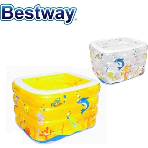 13455 Bestway Four-ring Baby Tub 120x105x75cm Rectangular Printing Baby Play Pool Inflatable 380L Baby Paddling Pool Ball Pool