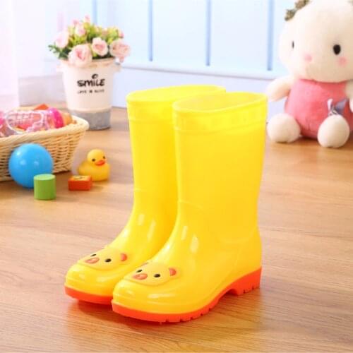 Children Kid Rain Boots Cute Waterproof Boy Girls Non-slip Rainboots Baby Toddler Rain Wear Flat Cotton Warm Cartoon Water Shoes